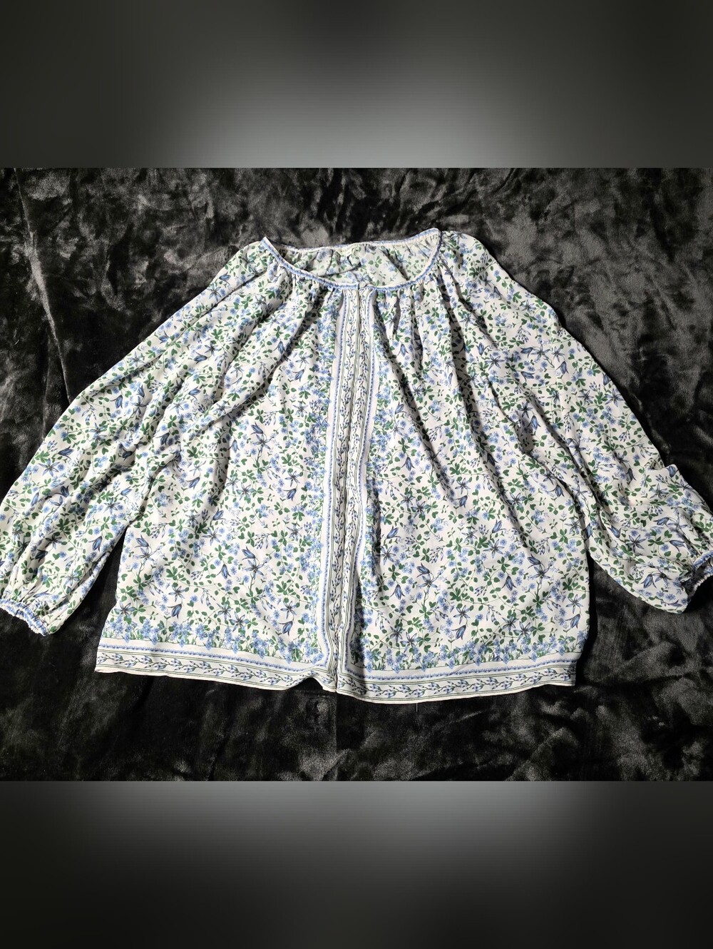 Max Studio Blue and Green Floral Blouse